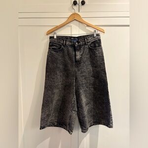 Zara Acid Washed black denim culottes size 6